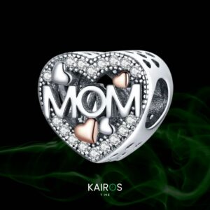 Charm Corazón "Mom" – Plata 925